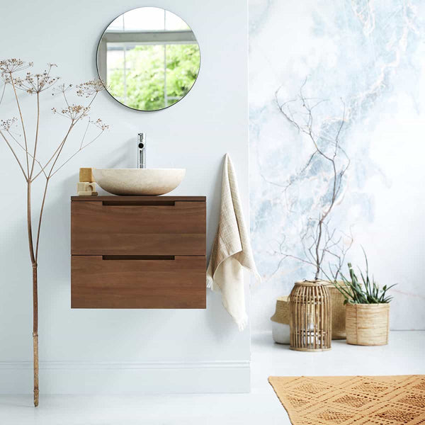 Meuble bas de salle de bain marzebego en teck naturel