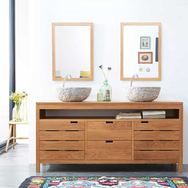 Meuble bas de salle de bain Miera en chêne naturel