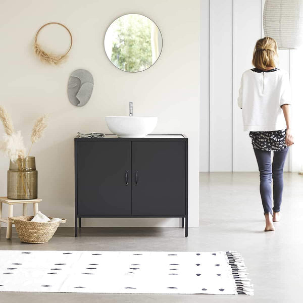Meuble bas de salle de bain Torre en métal anthracite
