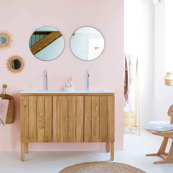 Meuble vasque nervio en teck naturel