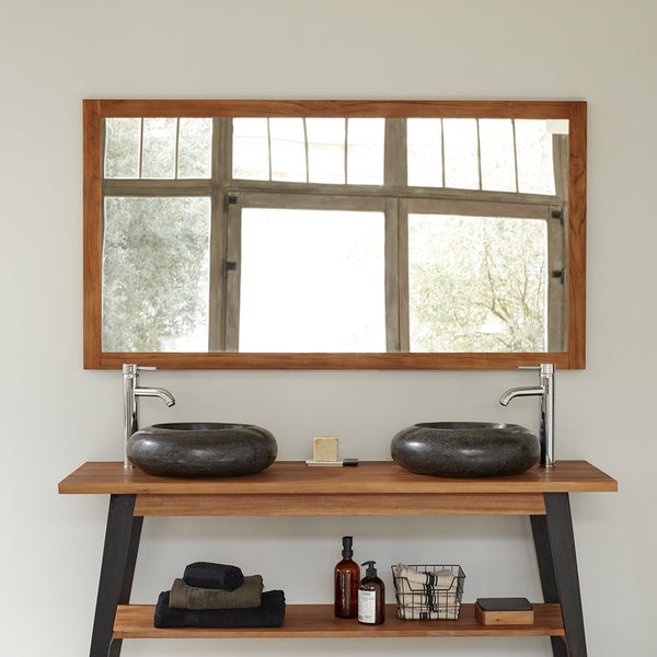 Miroir en bois de teck marron