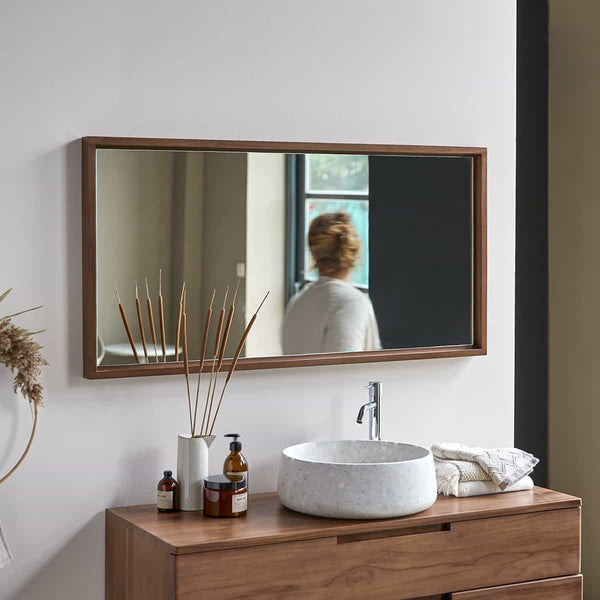 Miroir déco Dese en teck naturel