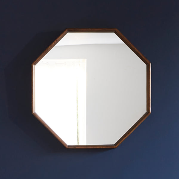 Miroir octogonal en bois de mindy HANAU, marron