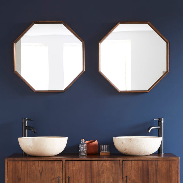 Miroir octogonal en bois de mindy HANAU, marron