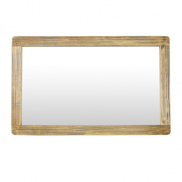 Miroir rectangulaire en bois d'hévéa gris