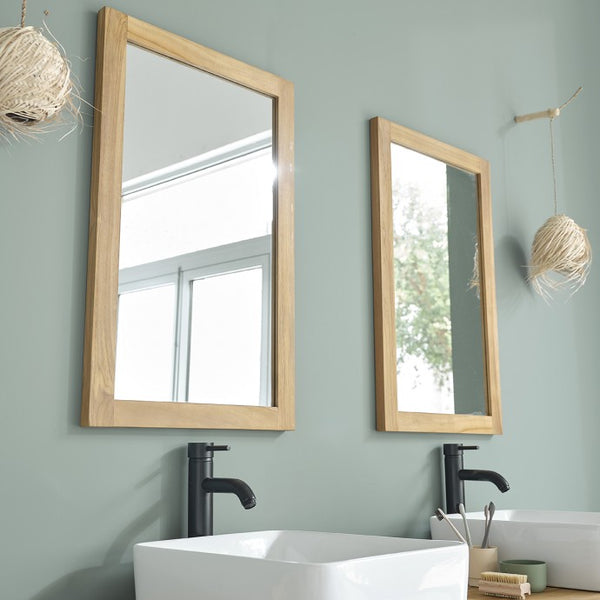 Miroir en bois de teck rectangulaire naturel naturel