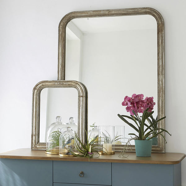 Miroir Restonica en manguier argenté vieilli