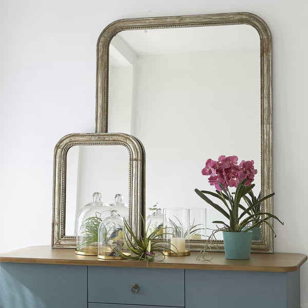 Miroir Restonica en manguier argenté vieilli