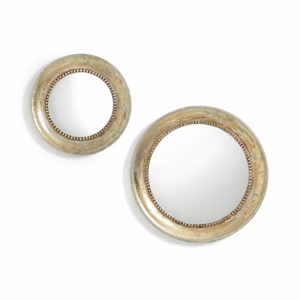 Miroir rond Restonica doré vielli