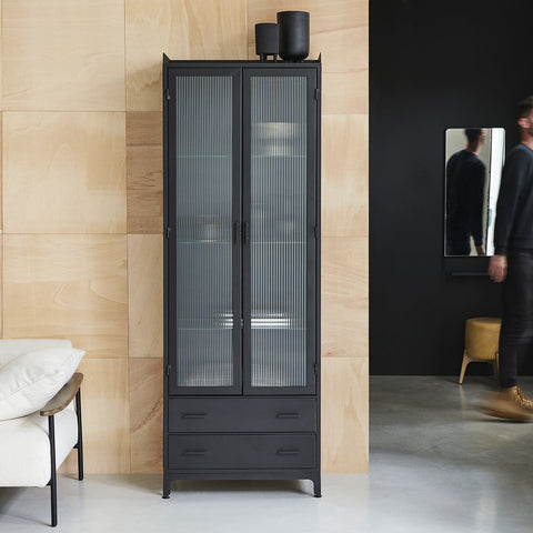 Vitrine vaisselier Sharda en métal et verre