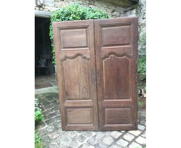 Paire de portes de placard anciennes Oufa en chêne de seconde main