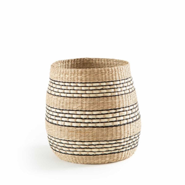 Panier Corbeille Rivadavia en jonc de mer naturel / noir
