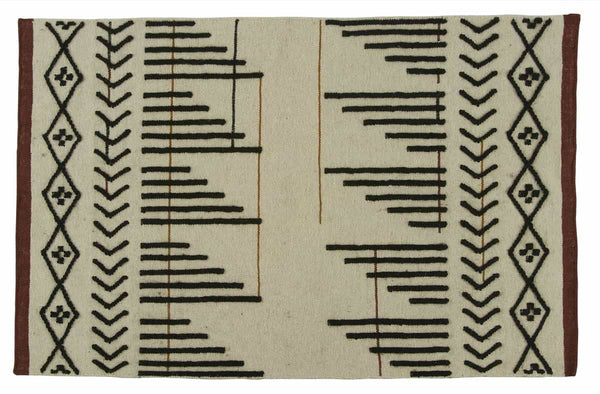 Tapis Messa en coton et laine blanc