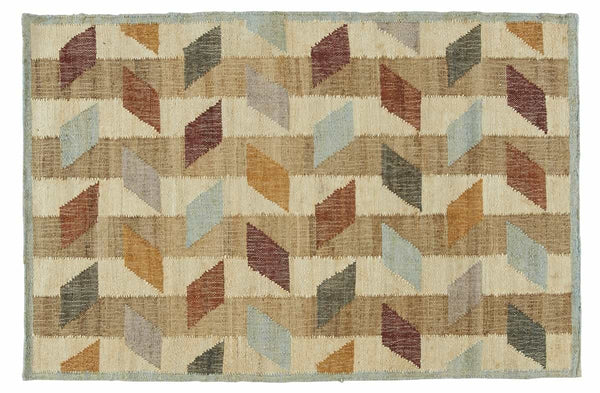 Tapis Ceronda en coton et jute multicolore