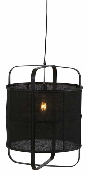 Suspension Tessin en bambou et lin noir