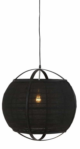Suspension Lamone en bambou et lin noir