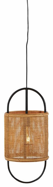 Suspension Bidente en rotin naturel