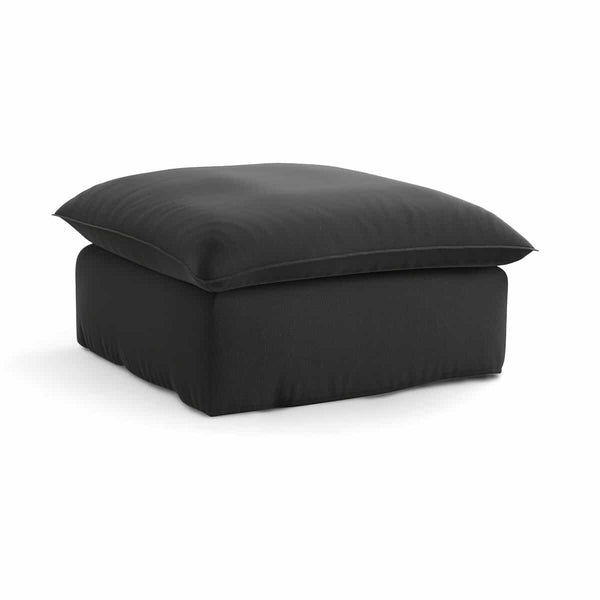 Pouf Eure en coton et lin