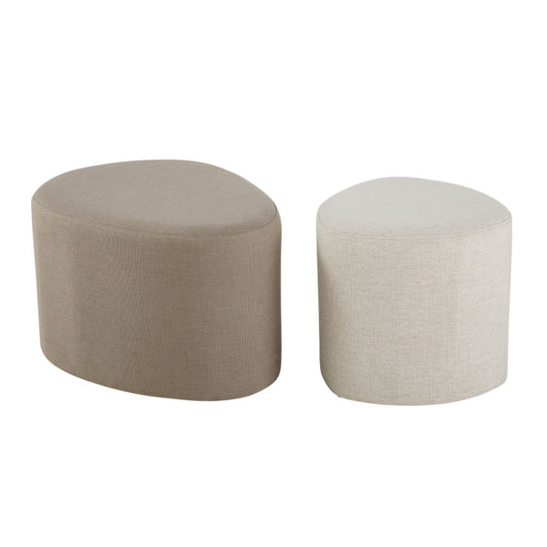 Lot de 2 Pouf Mania gris clair et blanc