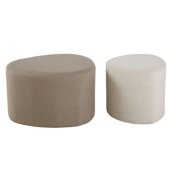 Lot de 2 Pouf Mania gris clair et blanc