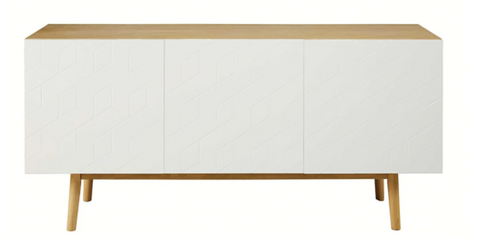 Buffet 3 portes Acre, blanc motifs graphiques