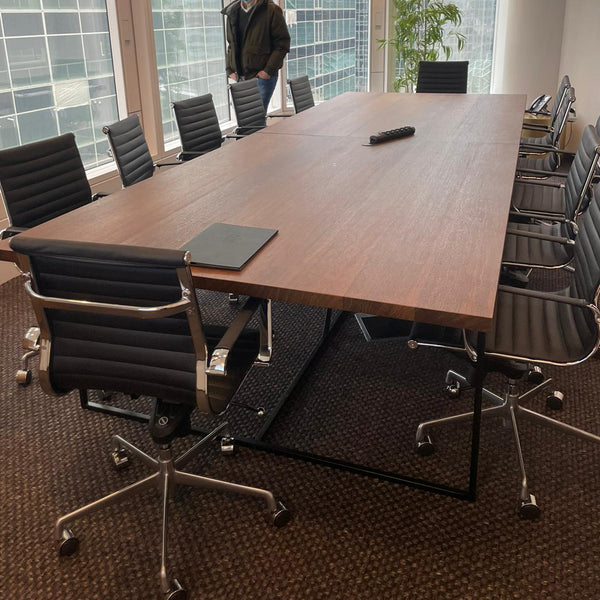 Table de réunion sur mesure Orco métal et bois foncé