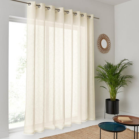 Rideau grande largeur Bénade en tissu effet lin écru