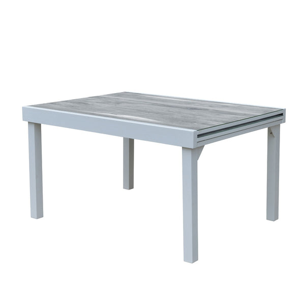 Salon de jardin extensible aluminium blanc et textilène 6/10 places blanc