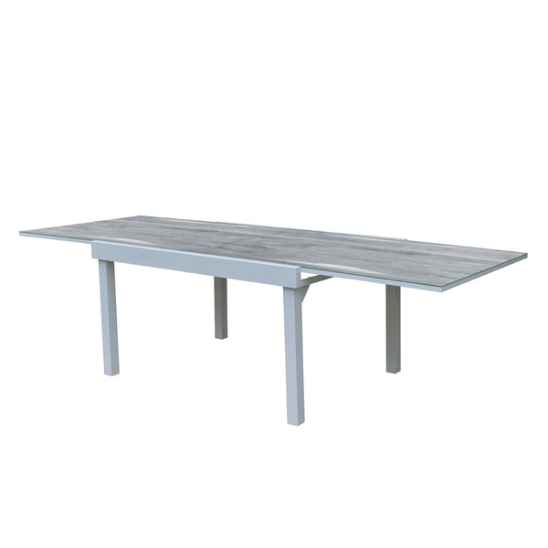 Salon de jardin extensible aluminium blanc et textilène 6/10 places blanc