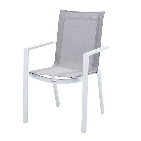 Salon de jardin extensible aluminium blanc et textilène 6/10 places blanc