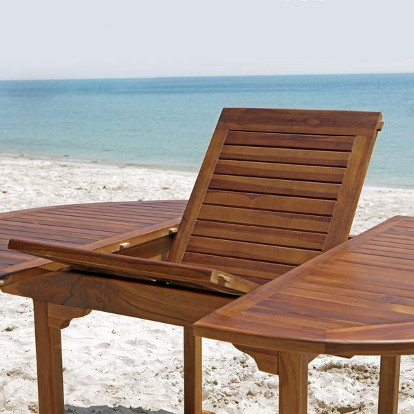 Salon de jardin extensible ovale en teck huilé 8/10 places LASPIALADE, marron