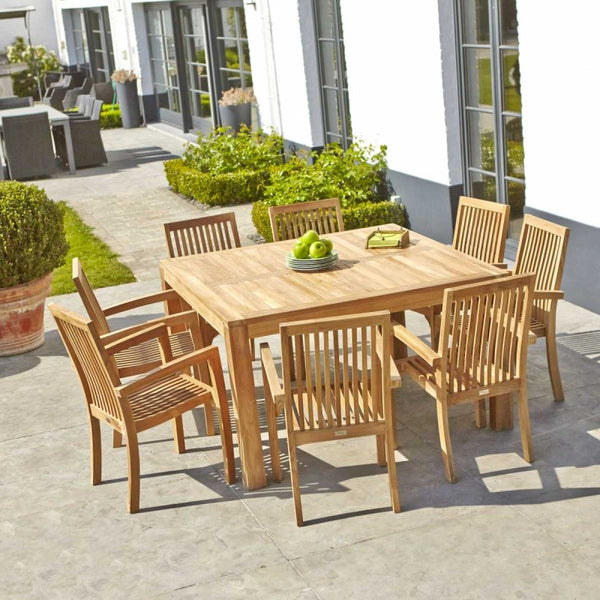 Salon de jardin carré en teck 8 places SAVIGNY, marron