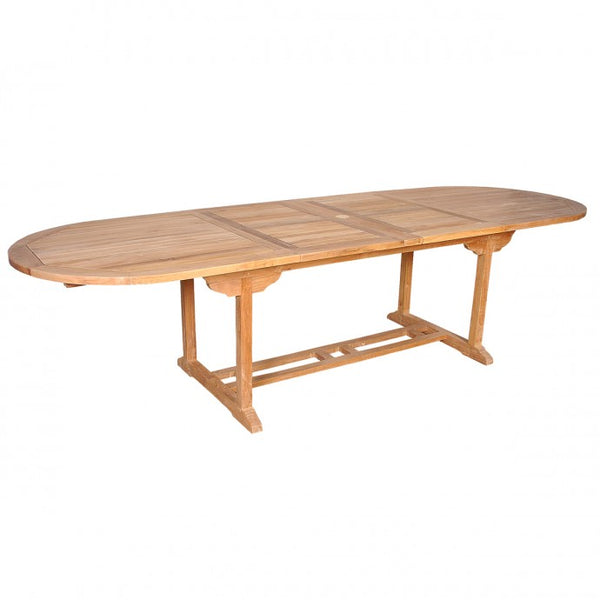 Salon de jardin extensible ovale en teck 10/12 places SAVIGNY, marron