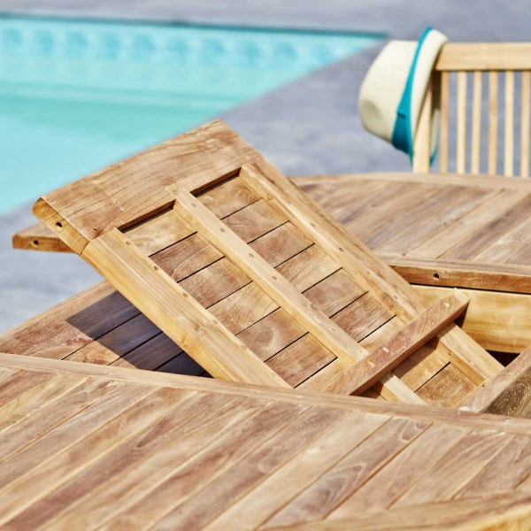 Salon de jardin extensible ovale en teck 8/10 places SAVIGNY, marron