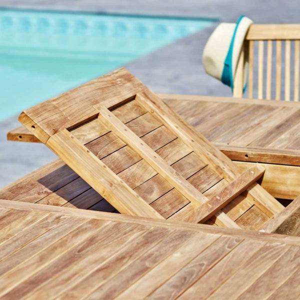 Salon de jardin extensible rectangulaire en teck 8/10 places SAVIGNY, marron