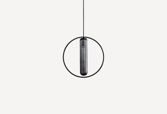 Suspension Lee en métal laqué noir et verre teinté
