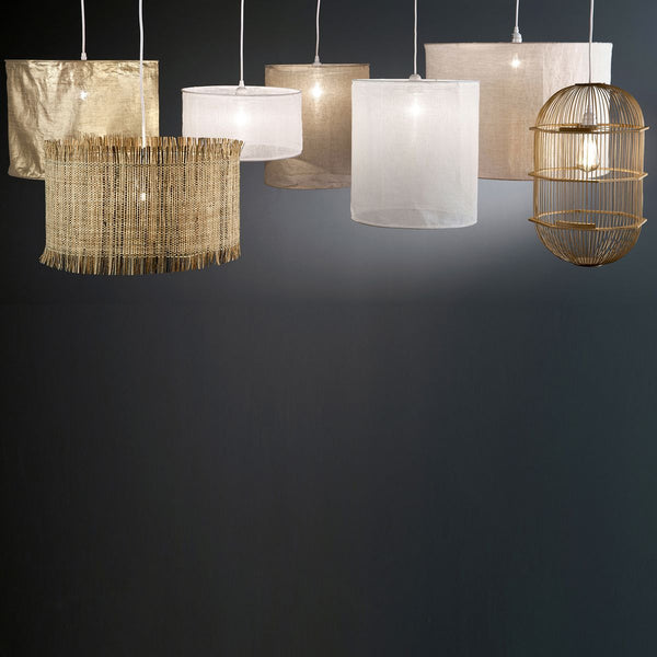 Suspension gaze de lin ø35 x h20 cm, OURCE, blanc