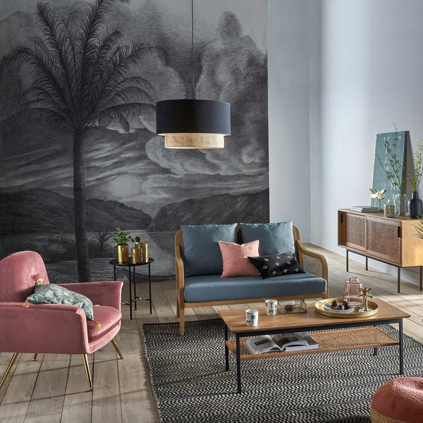 Abat-jour suspension cannage OZANNE, noir