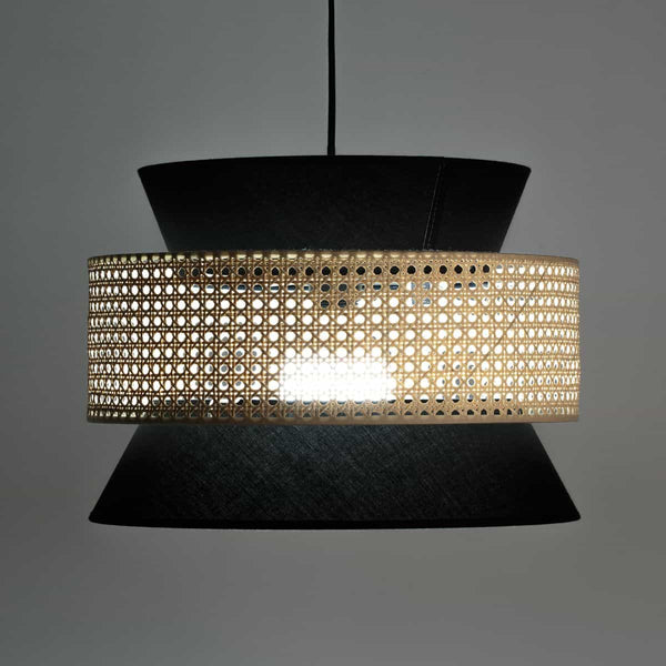 Suspension Ozanne en rotin noir