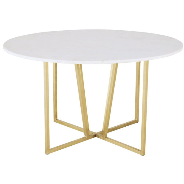 Table à manger FINZ, ronde en marbre blanc
