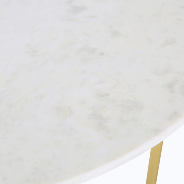 Table à manger FINZ, ronde en marbre blanc