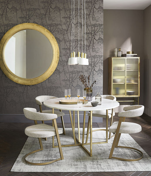 Table à manger FINZ, ronde en marbre blanc