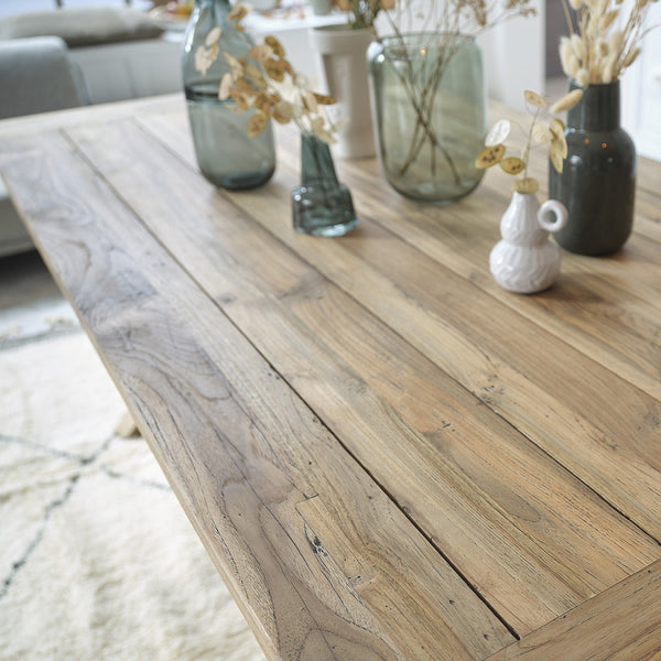 Table en bois de teck recyclé 8 personnes AULE naturel