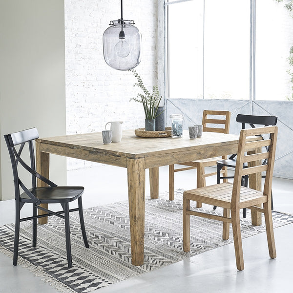 Table extensible en bois de teck recyclé carrée 12 personnes AULE naturel