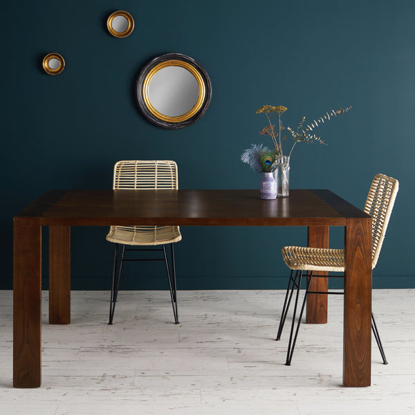 Table en bois marron finition noyer 160 AUSSEILLA, marron