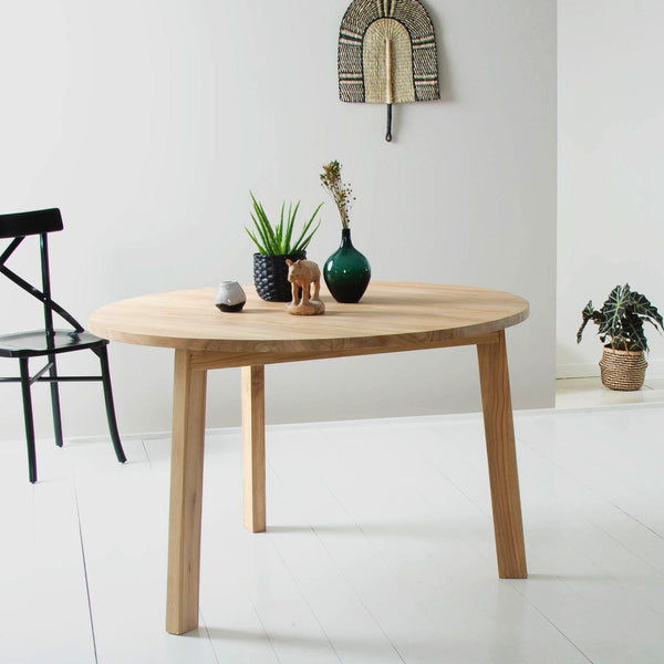Table ronde en bois de teck 4 personnes BADÈTE, naturel