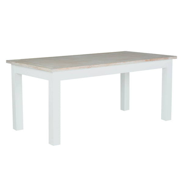 Table en bois d'acajou blanc et teck naturel 8 personnes BONNAL, blanc