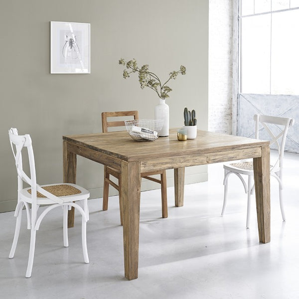 Table extensible en bois de teck recyclé carrée 10 personnes CASTÉRAU naturel