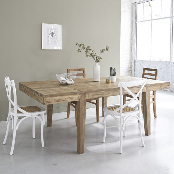 Table extensible en bois de teck recyclé carrée 10 personnes CASTÉRAU naturel