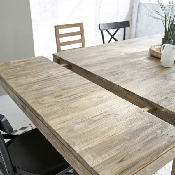 Table extensible en bois de teck recyclé carrée 10 personnes CASTÉRAU naturel